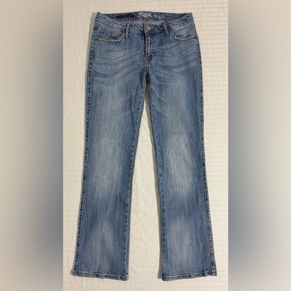 Wrangler Rock 47 Low Rise Bootcut Jeans Embellished Cowgirl Western Size 9/10 - Picture 2 of 14